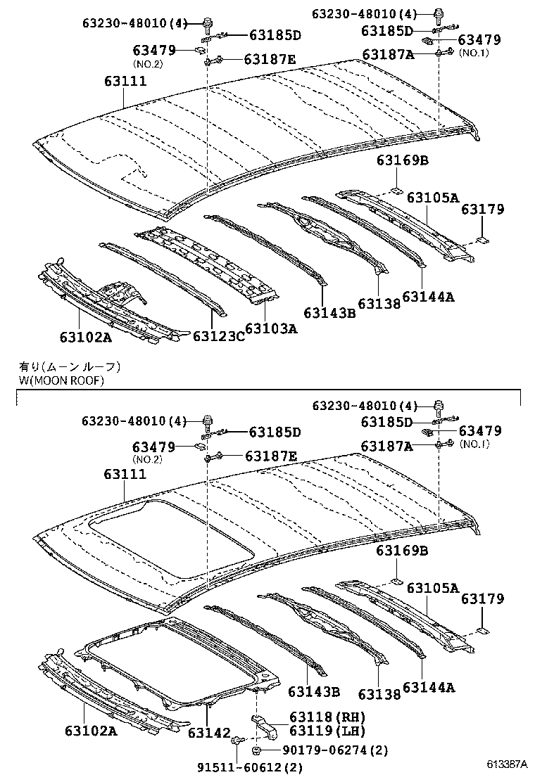 ROOF PANEL & BACK WINDOW GLASS 1