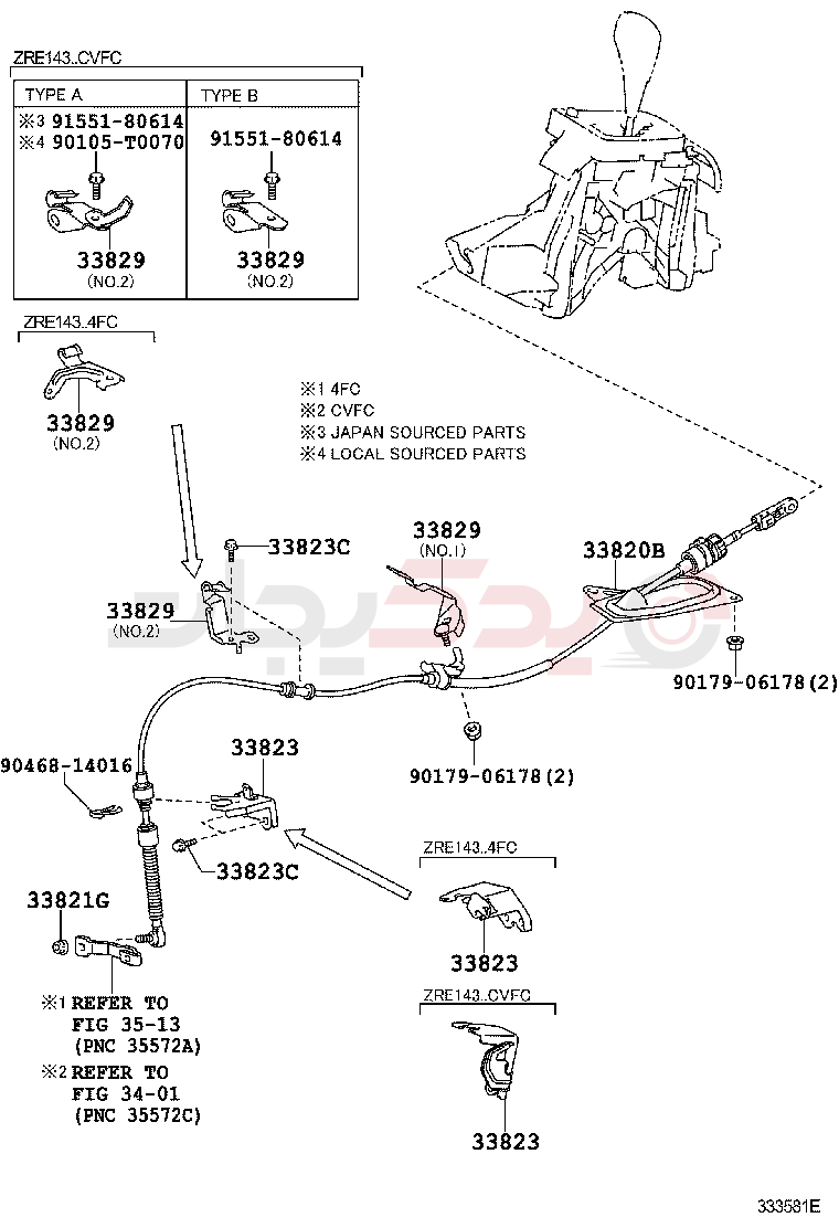 SHIFT LEVER & RETAINER 2