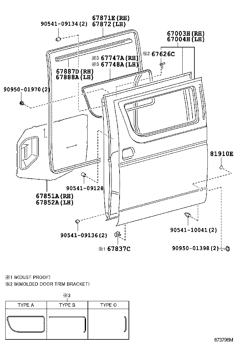 REAR DOOR PANEL & GLASS 1