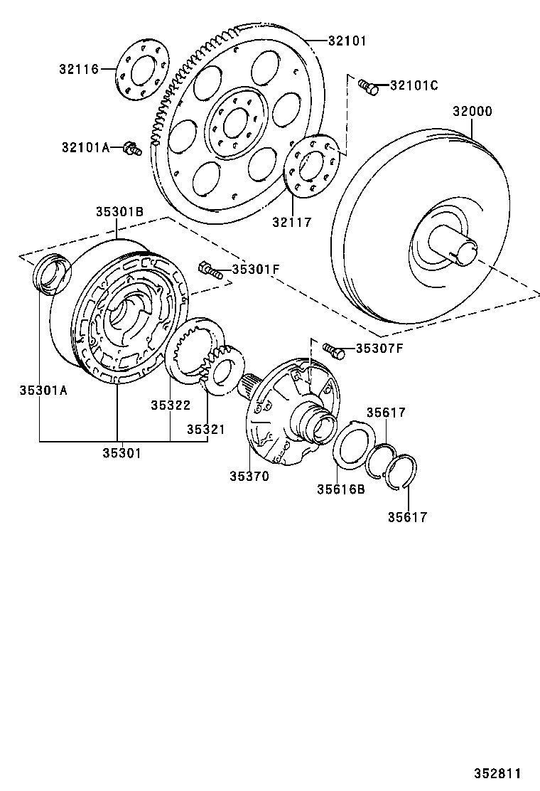 TORQUE CONVERTER, FRONT OIL PUMP & CHAIN (ATM) 1