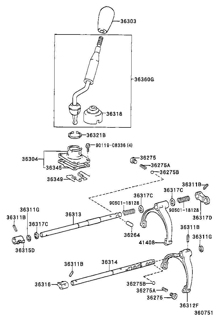 TRANSFER LEVER & SHIFT ROD 1