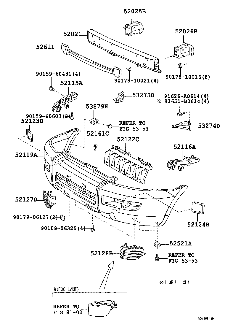 FRONT BUMPER & BUMPER STAY 1