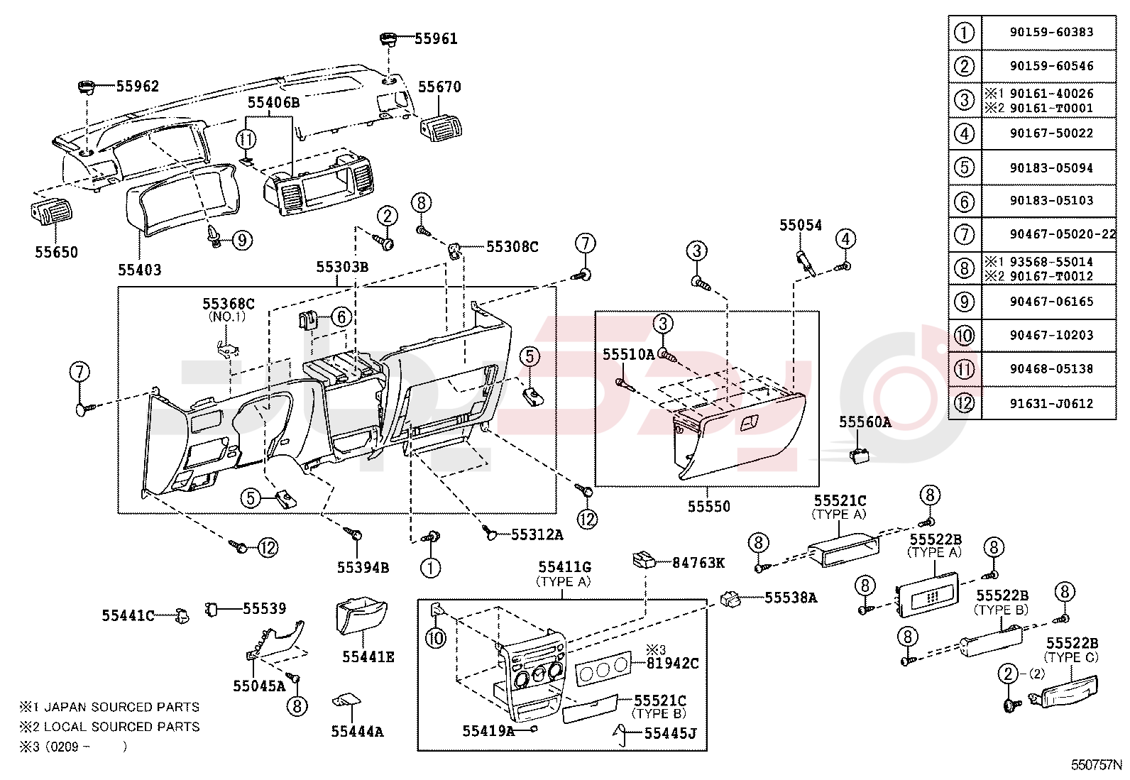 INSTRUMENT PANEL & GLOVE COMPARTMENT 2