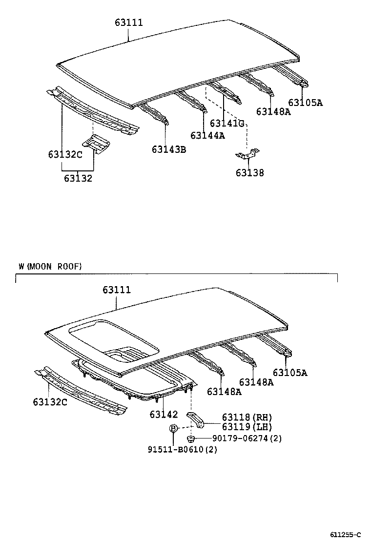 ROOF PANEL & BACK WINDOW GLASS 1