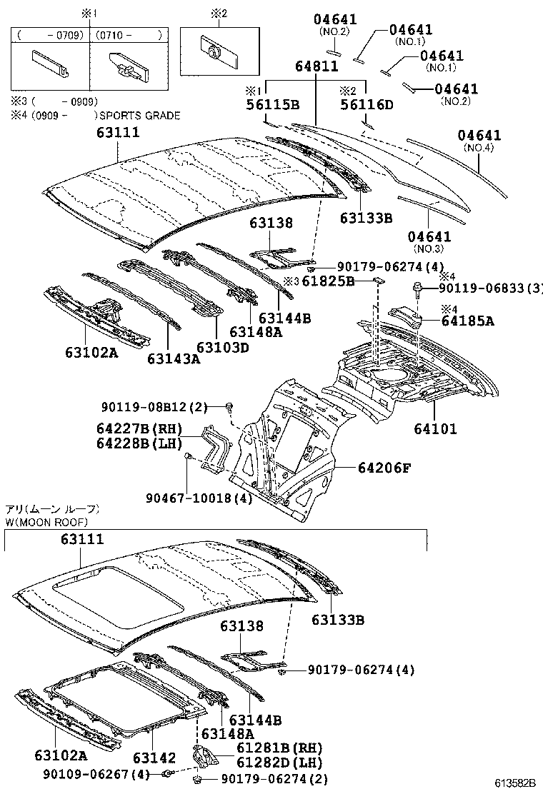 ROOF PANEL & BACK WINDOW GLASS 1