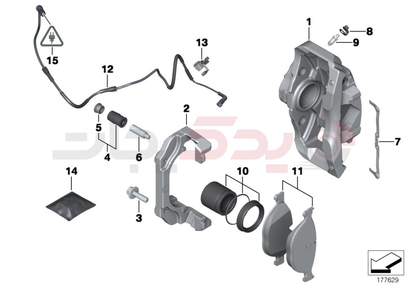 Front wheel brake, brake pad sensor 1