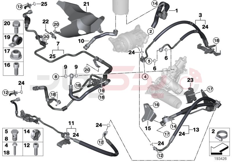 Power steer.,fluid lines/Adaptive Drive 1