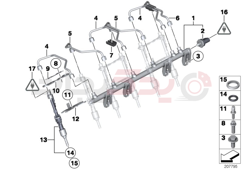 High-pressure rail/injector/line 1