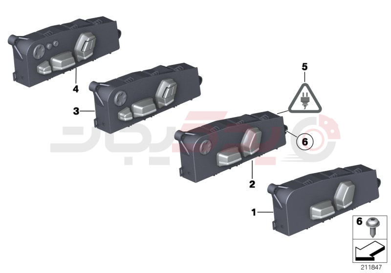 Seat adjustment switch, front 1