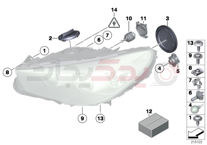 Single components for headlight 1