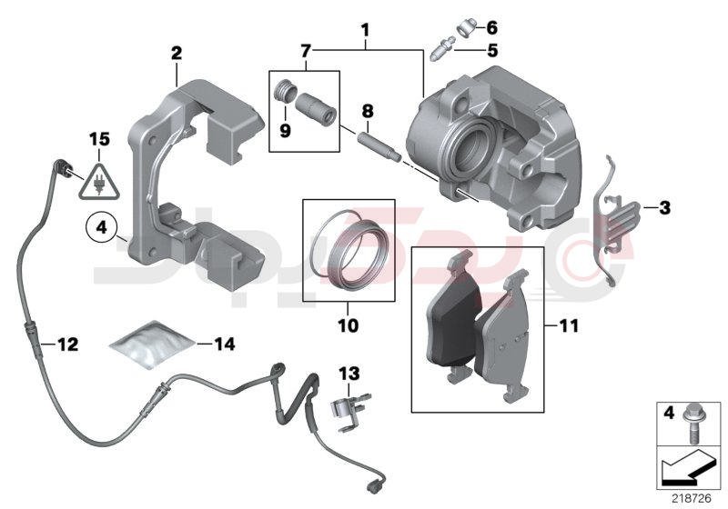 Front wheel brake, brake pad sensor 1