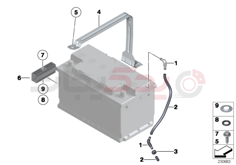 Battery holder and mounting parts 1