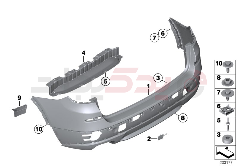 Trim panel, rear 1