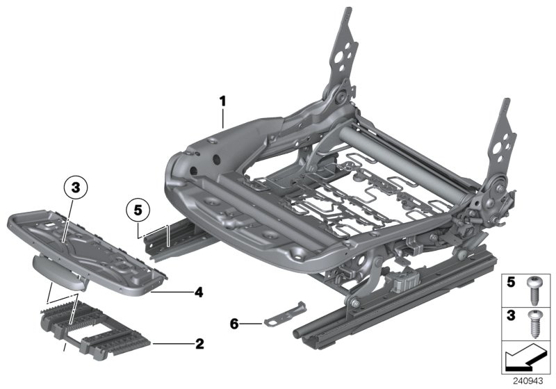 Seat, front, seat frame 1