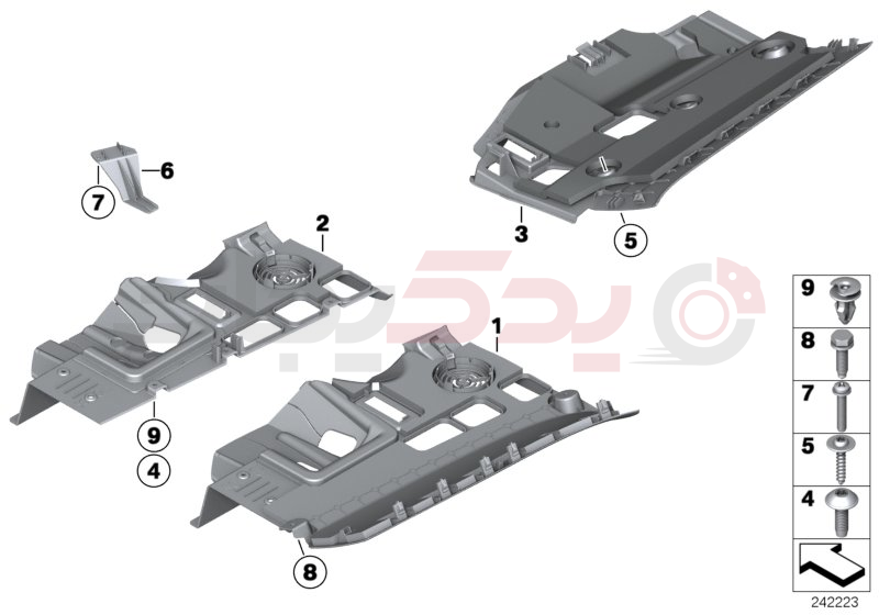 Mounting parts, instrument panel, bottom 1