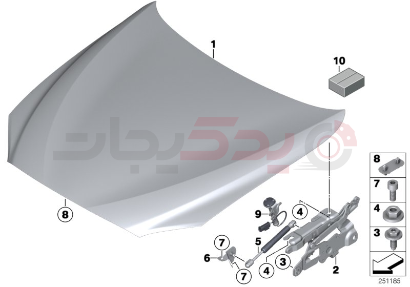 Engine hood/mounting parts