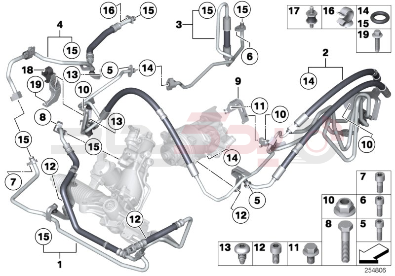 Power steering/oil pipe/dynamic drive 1