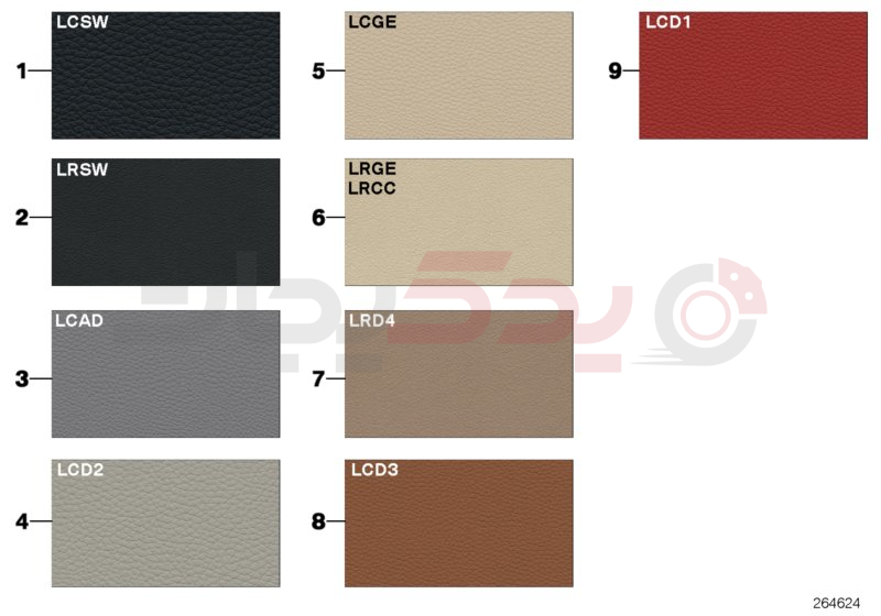 Sample page, cushion colours, leather 1