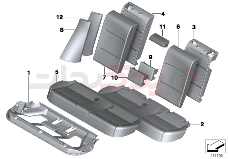 Seat, rear, cushion, & cover, basic seat 2