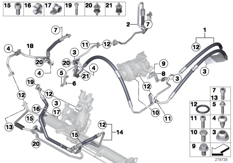 Power steering/oil pipe/dynamic drive 2