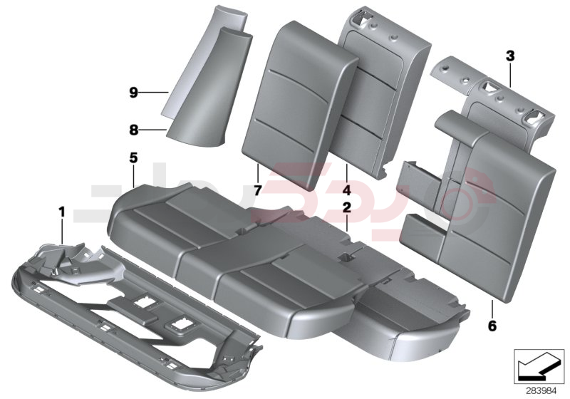 Seat, rear, cushion, & cover, basic seat 1