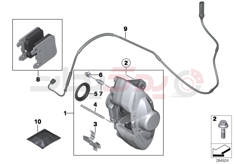 Rear wheel brake, brake pad sensor 2