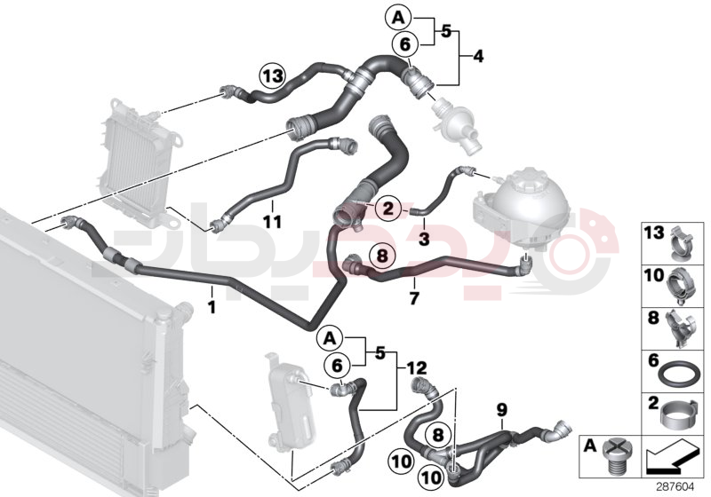 Cooling system coolant hoses 3