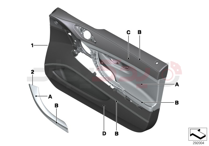 Indiv.door trim panel, front leather