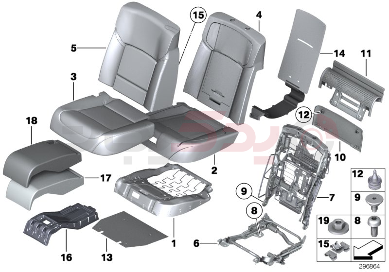 Seat, rear,cushion, & cover,comfort seat 1