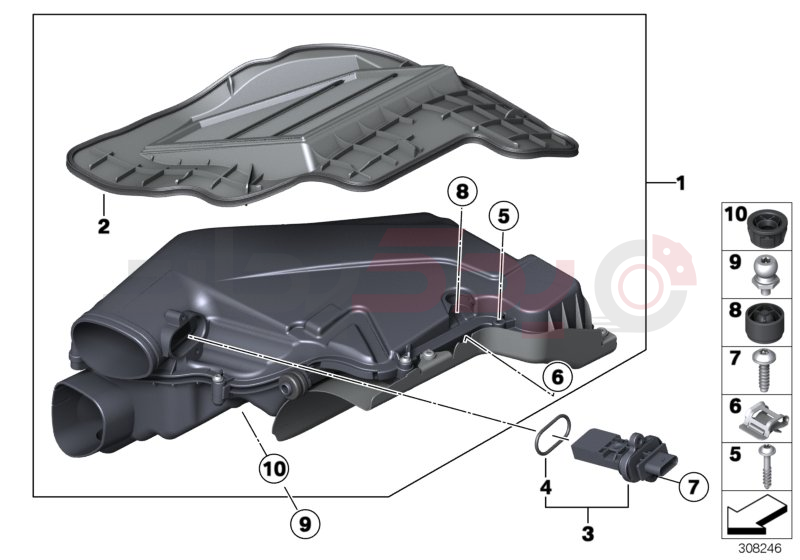 Intake silencer/Filter cartridge/HFM