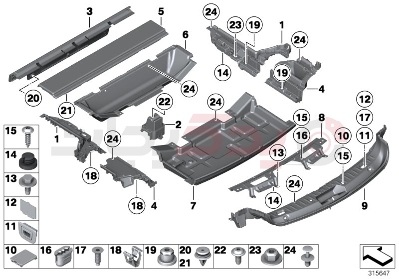 Trim panel, trunk floor 2