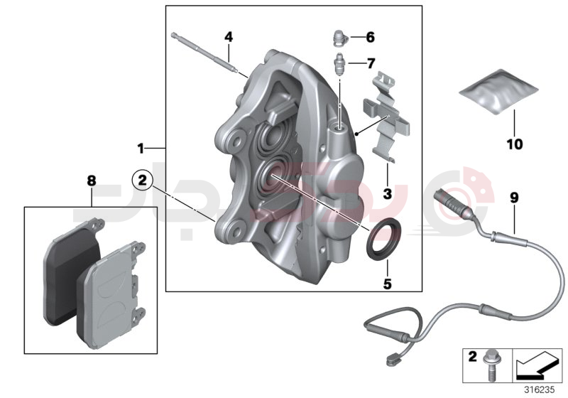 Front wheel brake, brake pad sensor 1