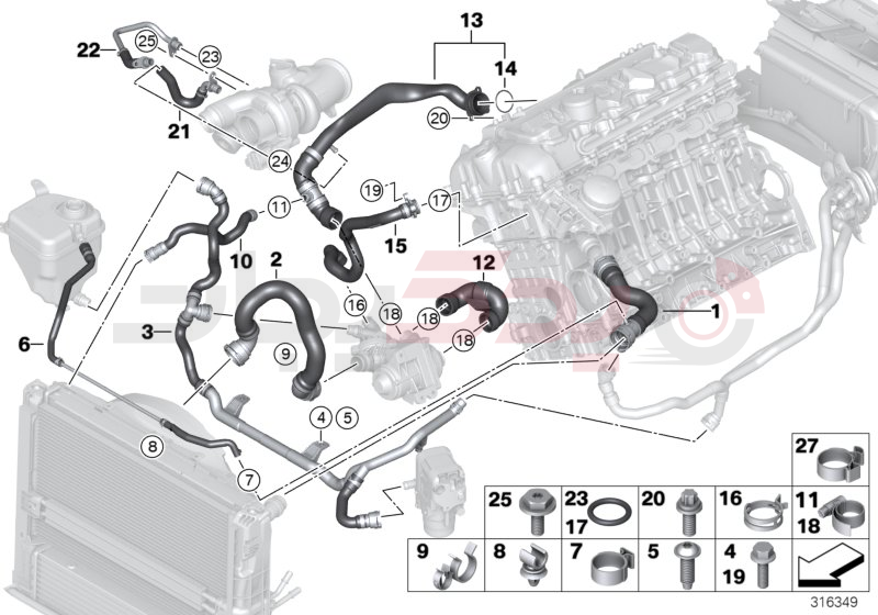 Cooling system coolant hoses 2