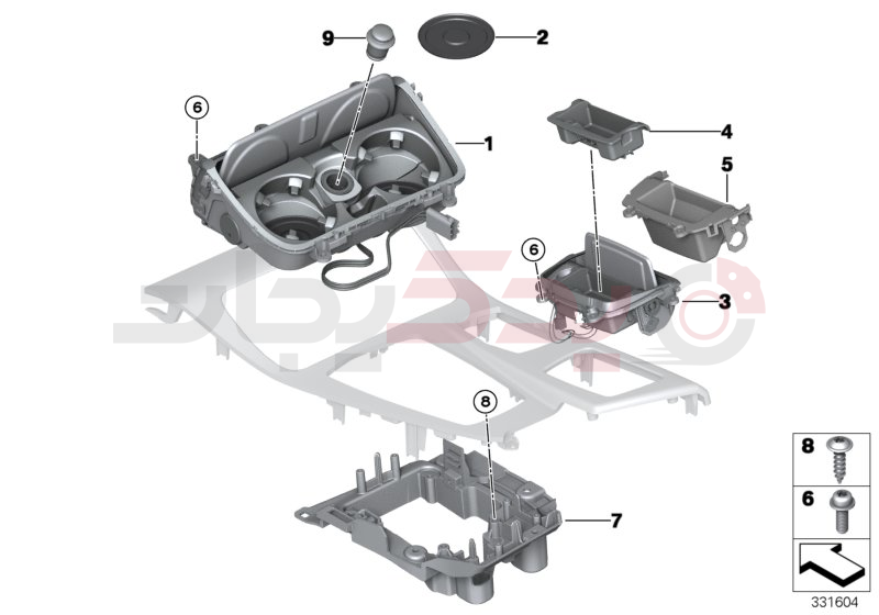 Mounted parts for centre console 2