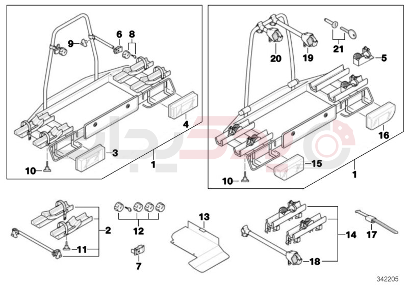 Bicycle rack, trailer coupling 1