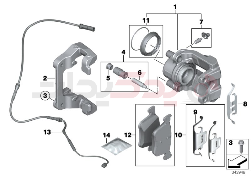 Front wheel brake, brake pad sensor 2