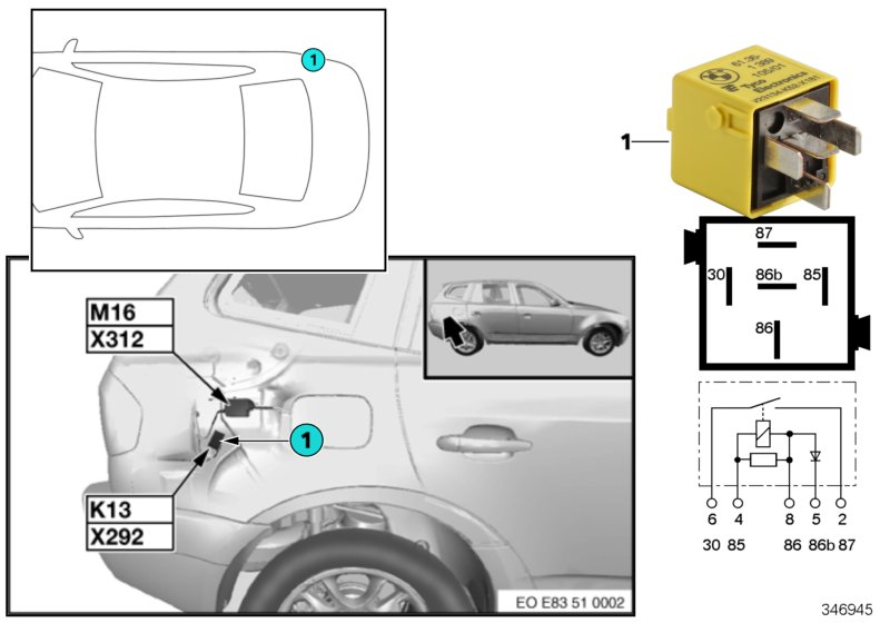 Relay, heated rear window K13 2