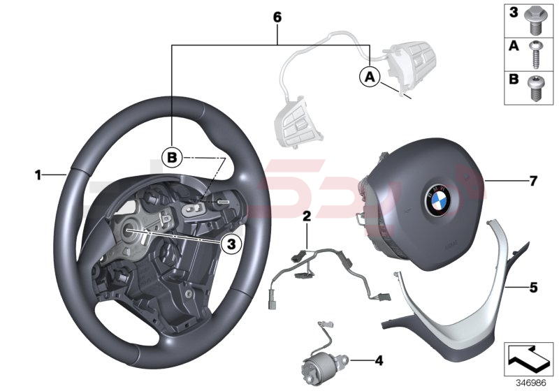 Airbag sports steering wheel, leather 1