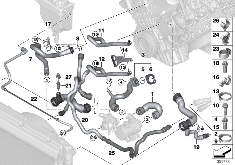 Cooling system coolant hoses 1