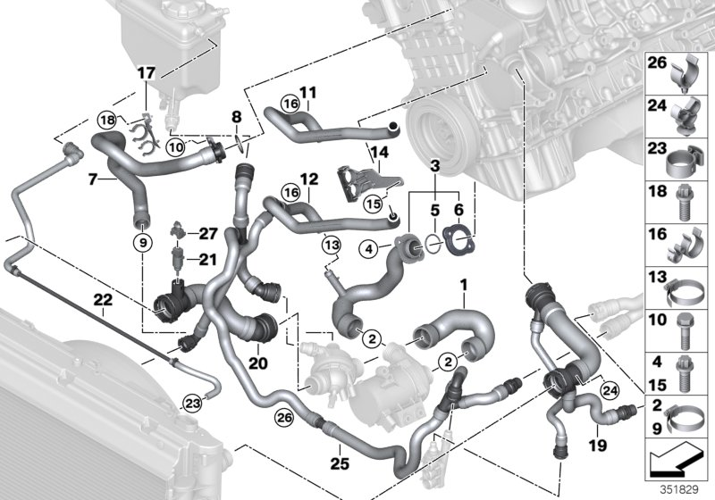 Cooling system coolant hoses 2