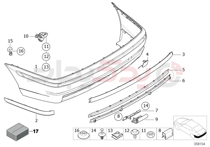 M trim panel, rear 1