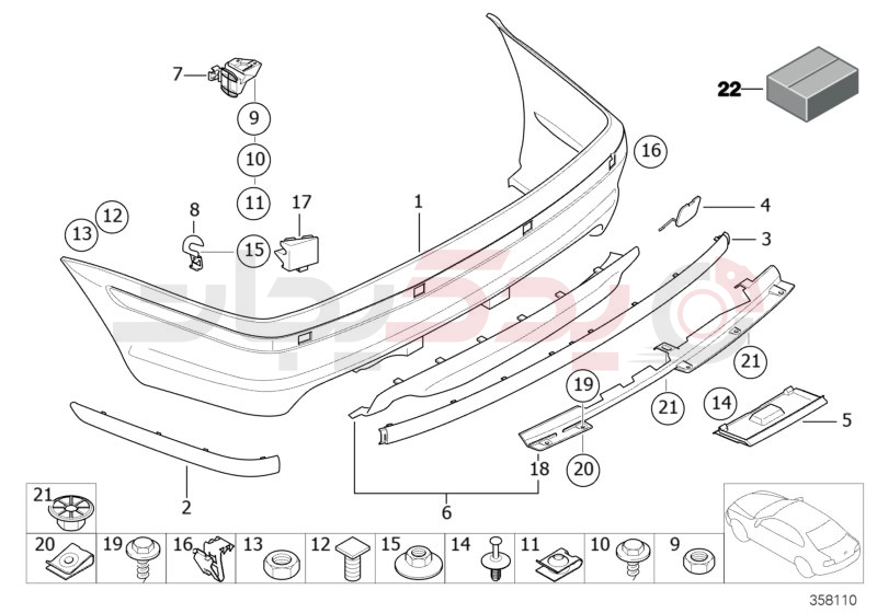 M trim panel, rear 2