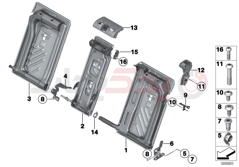 Seat, rear, seat frame 2