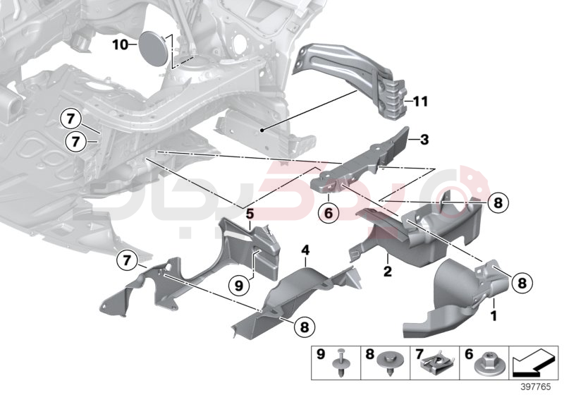 Mounting parts, engine compartment 2