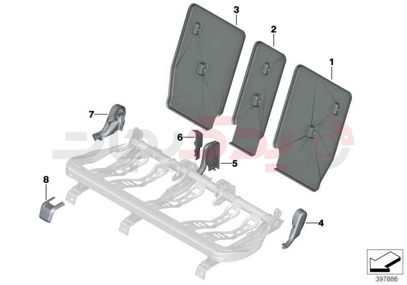 Seat, rear, seat trims 1