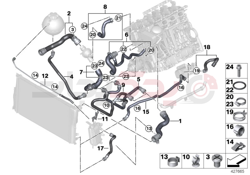 Cooling system coolant hoses 2