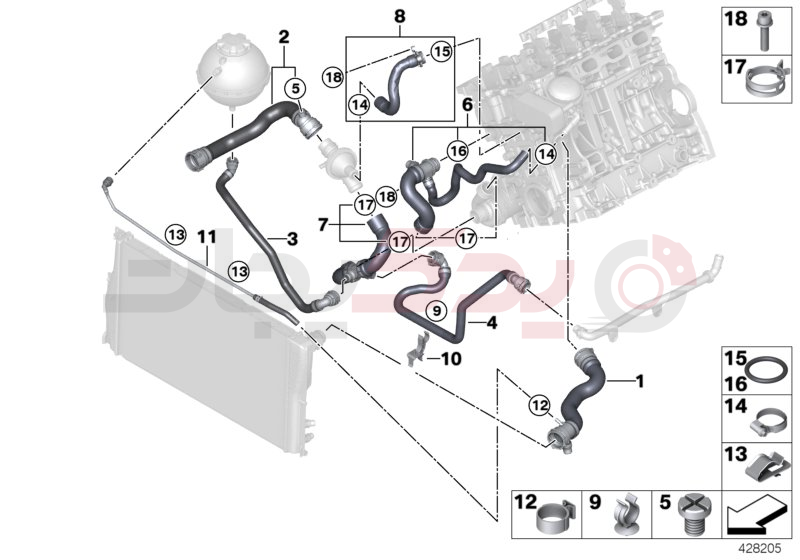 Cooling system coolant hoses 1