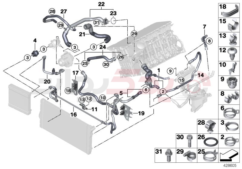 Cooling system coolant hoses 1