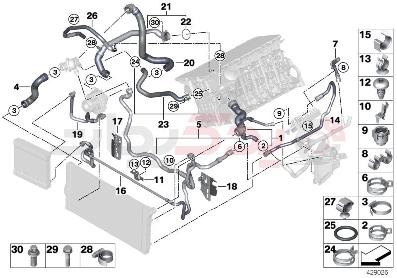 Cooling system coolant hoses 1