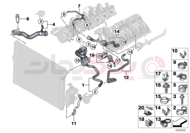 Cooling system coolant hoses 1